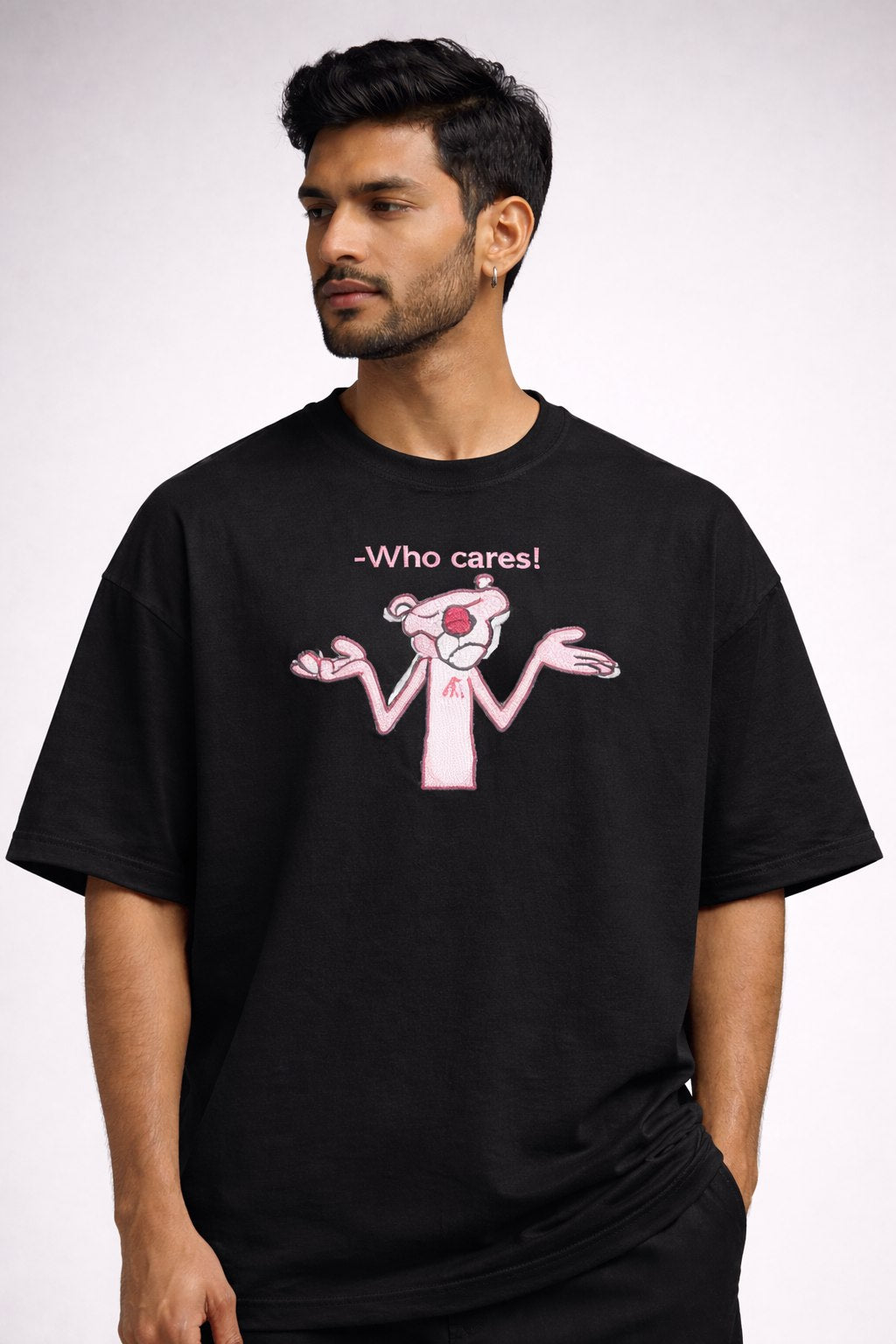 Who Cares Embroidery T-Shirt